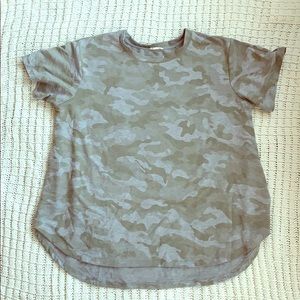Camo Circle Hem Top